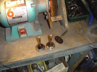  using the bench grinder to clean off the worst